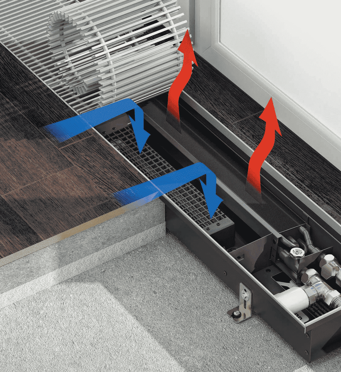Батареи в полу: выбор и монтаж. радиаторы отопления в полу под окном