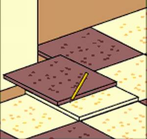 Плитка по диагонали на полу: раскладка и разметка со вставками