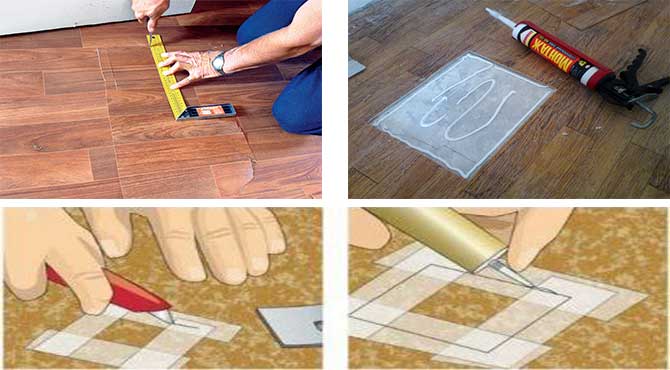 Как заделать дырку в линолеуме - ремонт своими руками: вмятины, разгладить на полу, заклеить, отремонтировать, отмыть