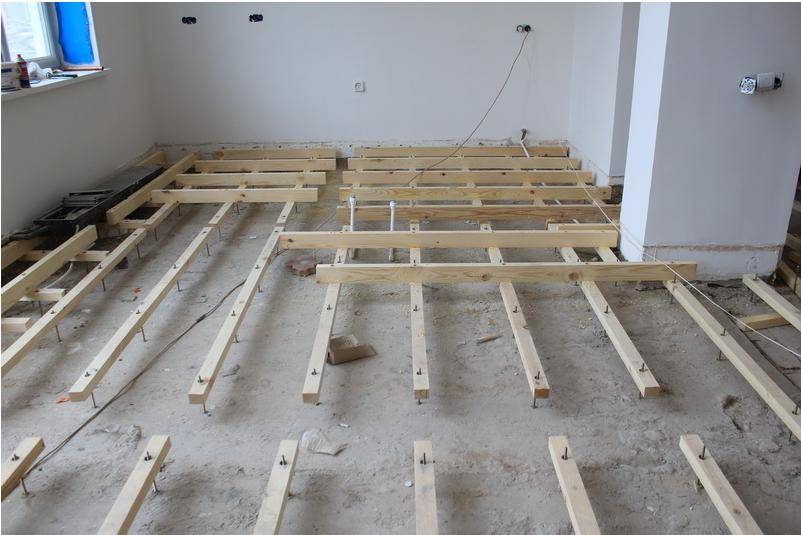 Как положить лаги на неровный бетонный пол? - строительство просто