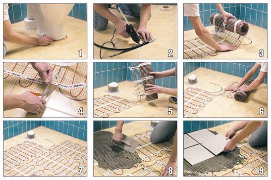 Как уложить теплый пол под плитку: монтаж электрического пола своими руками, как укладывать, как сделать, как положить, как сделать укладку, как установить кабельный пол, фото и видео