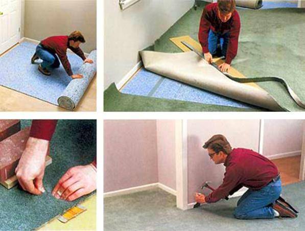Как стелить ковролин своими руками: способы укладки покрытия на пол